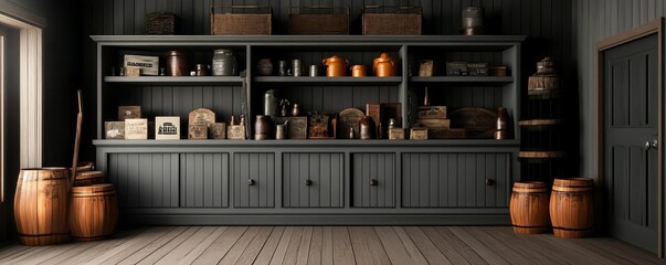 Eerie Wild West general store, haunted merchandise, 3D illustration