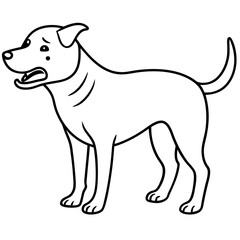 Dog crying line art vector illustration