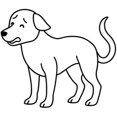 Dog crying line art vector illustration