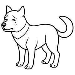 Dog crying line art vector illustration