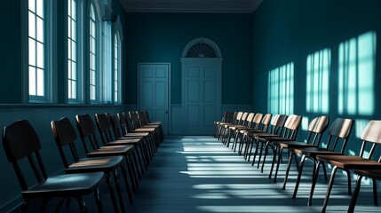 Haunted Wild West school, eerie classroom, 3D illustration