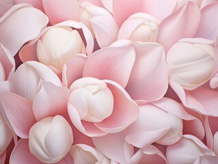 Fototapeta premium Close-up of delicate pink tulip petals with soft focus background. Floral beauty and nature elegance.