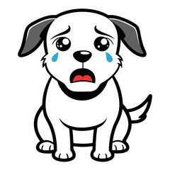Dog crying art vector illustration