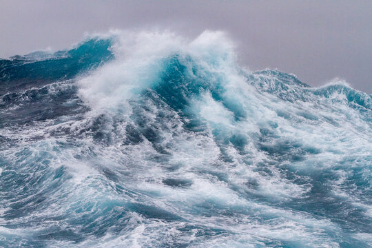 Huge seas and waves in a Beaufort scale 10 storm in the seas between the Falkland Islands and South America