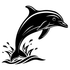 Dolphin black silhouette vector art