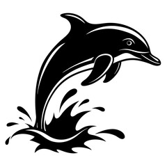 Dolphin black silhouette vector art