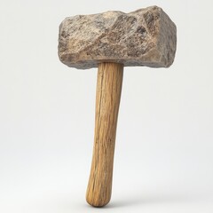Caveman Hammer. Ancient Stone Age Weapon illustration in 3D