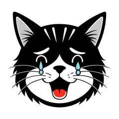 Cat crying art vector illustration