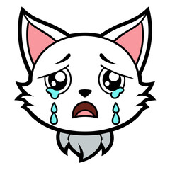 Cat crying art vector illustration