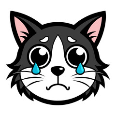 Cat crying art vector illustration