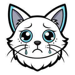 Cat crying art vector illustration