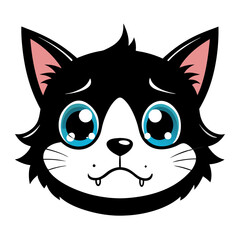 Cat crying art vector illustration