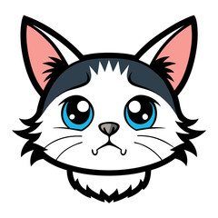 Cat crying art vector illustration