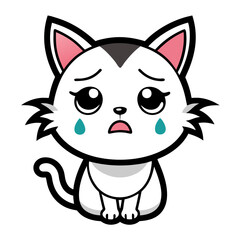 Cat crying art vector illustration