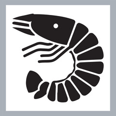 Black Shrimp Vector Silhouette , set of shrimp illustration. hand drawn black and white shrimp line art illustration, Shrimp icon vector art silhouette