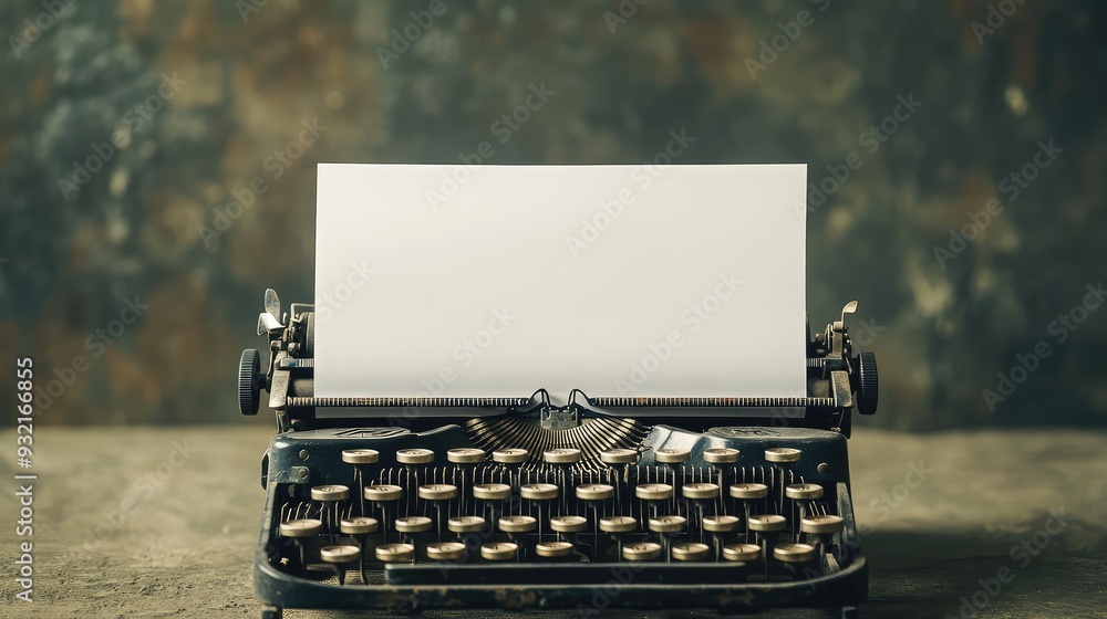 Fototapete an empty typewriter with a blank sheet of paper, illustrating the promise of stories yet to be writt