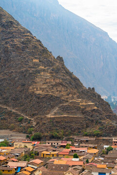 Archaeological site of former Inca site at Pinkulluna, Ollantaytambo, Ollantaytambo District, Sacred Valley, Urubamba Province, Cusco (Cuzco) Region, Peru