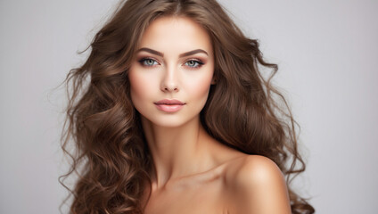 Fototapeta premium Beautiful russian woman model on white background