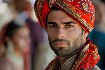 Obraz premium A close up of a person wearing a turban