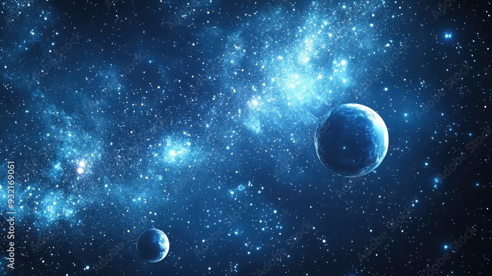 Poster 2d illustration featuring a realistic star pattern background in deep space brightly flashing stars 
