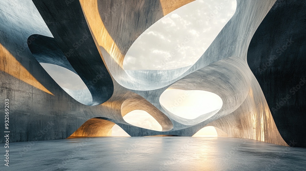 Aufkleber 3d rendered abstract architectural background featuring geometric shapes and structures