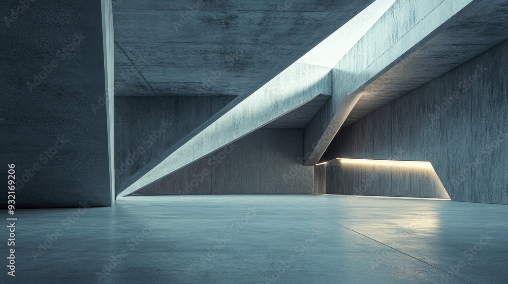 Poster 3d render of an abstract futuristic architectural space featuring an empty concrete floor ideal for 