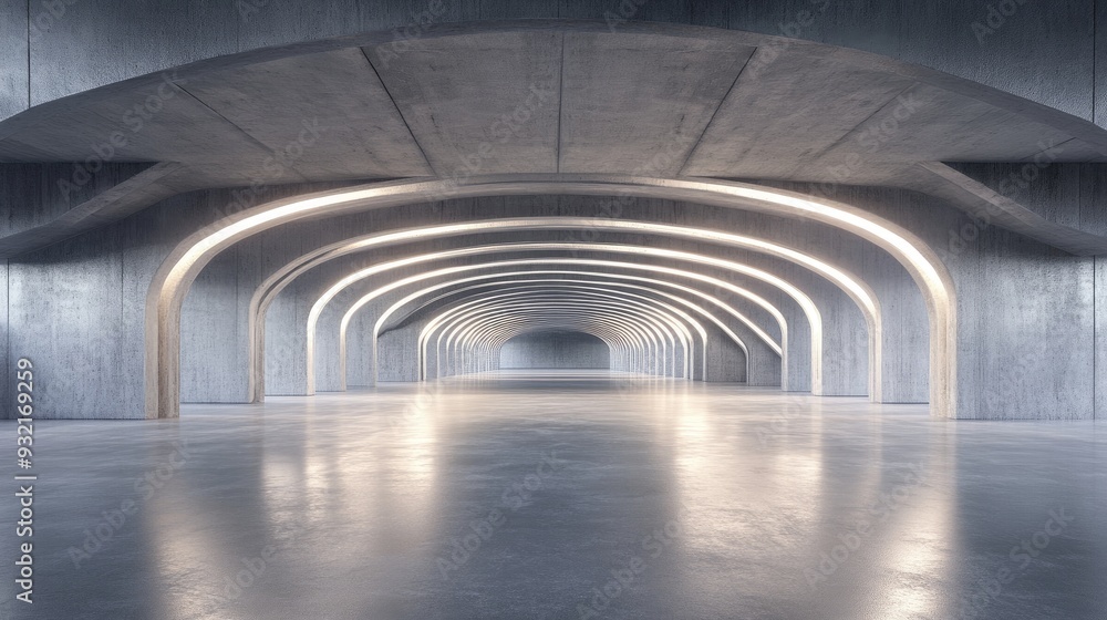 Poster 3d rendering of a modern abstract architectural space featuring an empty concrete floor designed for