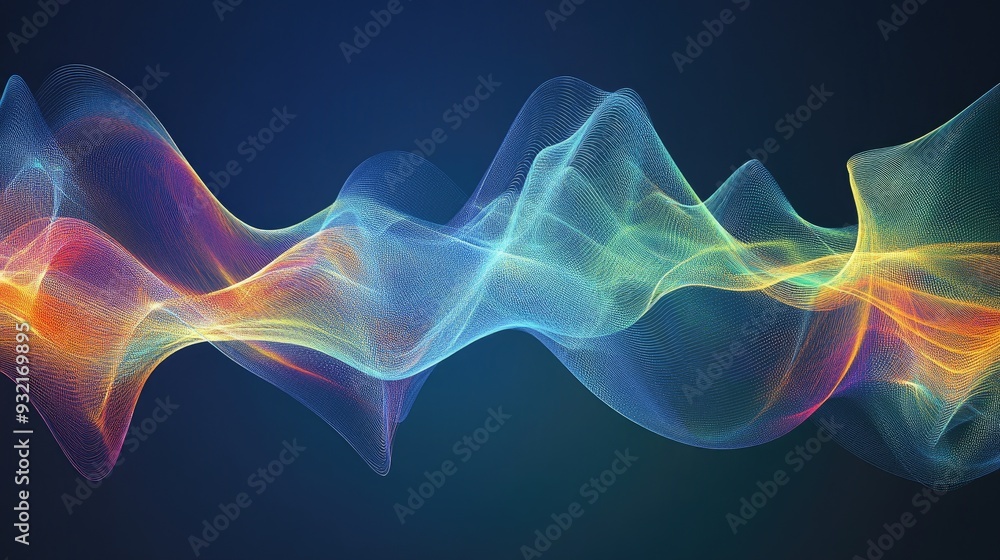 Poster abstract design featuring wave vibrations and a dynamic propagation pattern representing contemporar