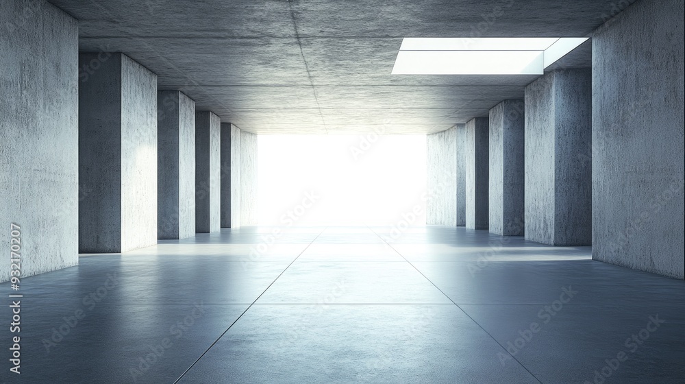 Poster abstract futuristic architecture featuring an empty concrete floor in a 3d render