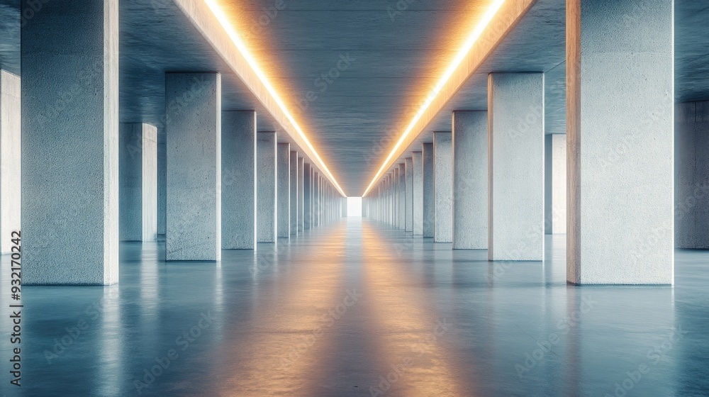 Poster abstract futuristic architecture featuring an empty concrete floor in a 3d render
