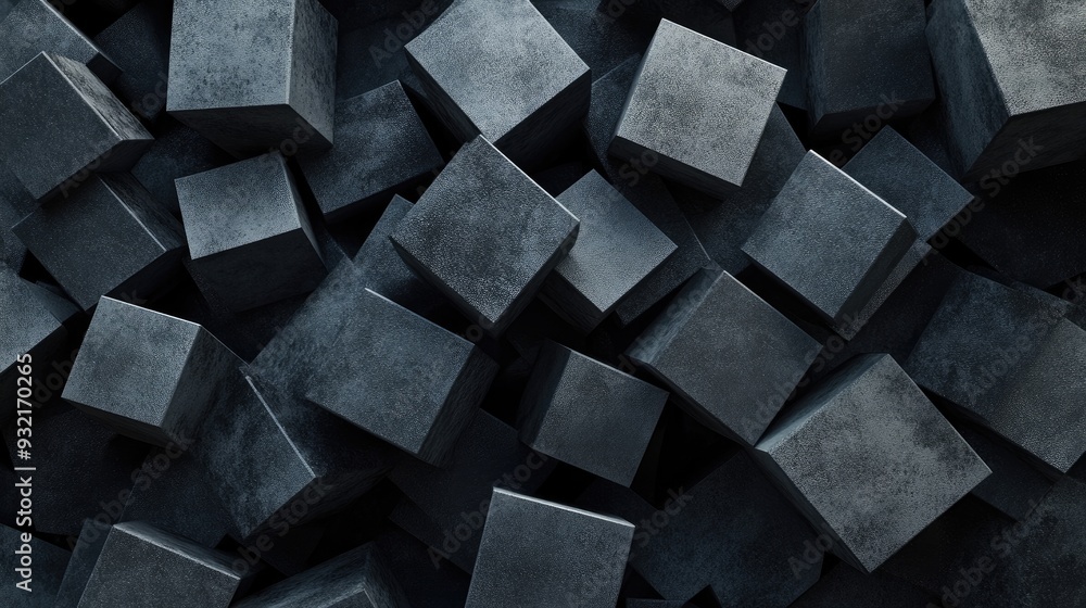 Poster abstract geometric blocks on a dark background rendered in 3d