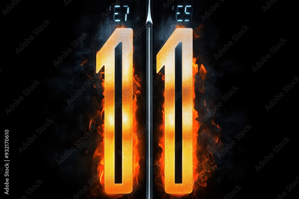 Poster dynamic digital design featuring burning numbers with smoke elements. perfect for modern artwork and