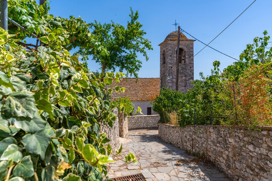 View of Church of Agia Paraskevi in Theologos, Theologos, Thassos, Aegean Sea, Greek Islands, Greece