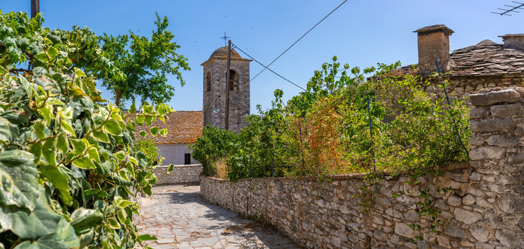 View of Church of Agia Paraskevi in Theologos, Theologos, Thassos, Aegean Sea, Greek Islands, Greece