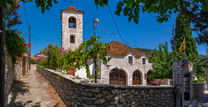 View of Church of Agia Paraskevi in Theologos, Theologos, Thassos, Aegean Sea, Greek Islands, Greece
