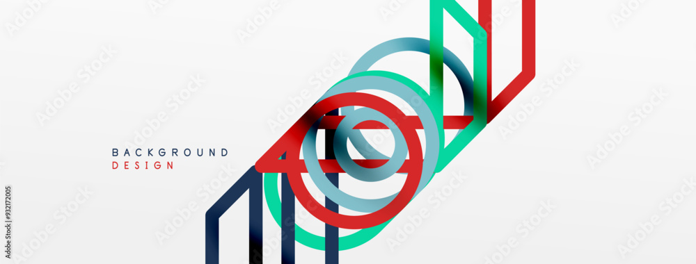 Poster abstract background - colorful circle lines technology or business digital template