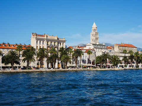 Riva and Old Town from Matejuska, Split, Croatia