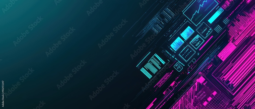 Poster futuristic digital background with vibrant colors, ideal for technology and innovation themes in gra