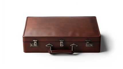Leather suitcase on a white background, isolated