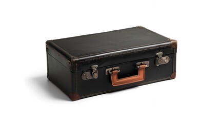 Leather suitcase on a white background, isolated