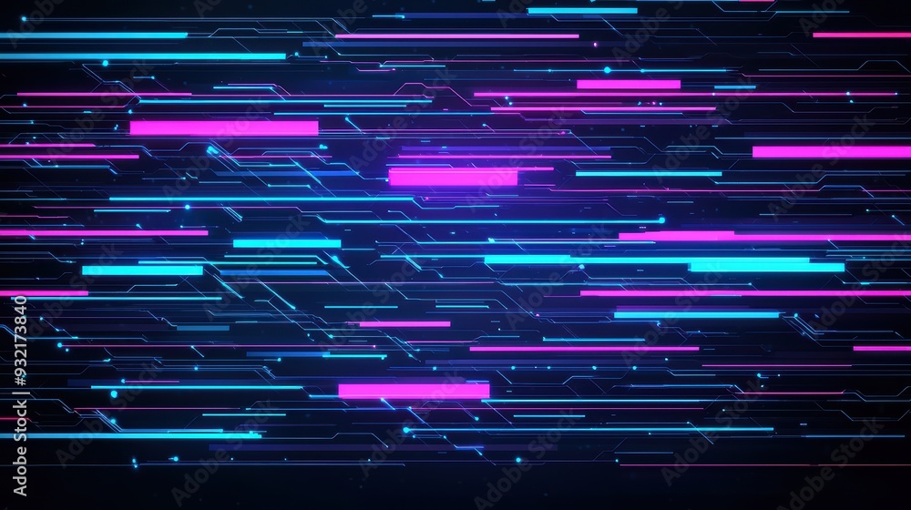 Poster vibrant abstract background with dynamic neon lines in pink and blue, perfect for technology and dig
