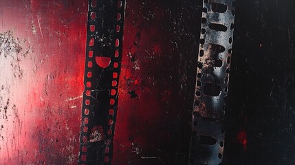 Vintage Film Strip Poster: Captivating Red and Black Gradient Design Perfect for Sports Interior Decor and Film Enthusiasts