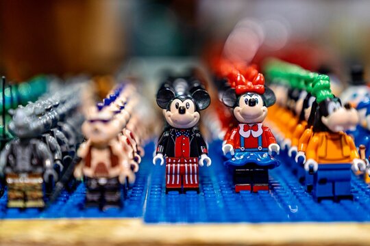 Chicago, IL, USA - 08.21.2024
- Rows and rows of many Lego minifigures featuring Disney, Marvel, and DC characters