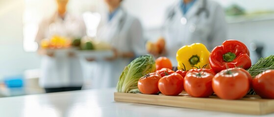 Chef Holding Tray of Fresh Vegetables in Culinary Class. Generative ai