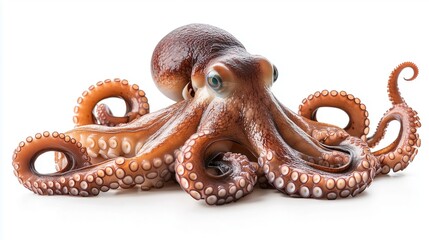 Live octopus on a white background, isolated