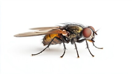 Live fly on a white background, isolated