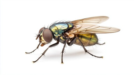 Live fly on a white background, isolated