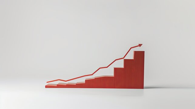 Red line graph and bars on white