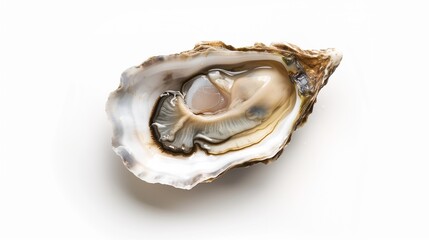 Fresh appetizing oyster on a white background, isolated