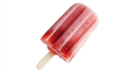 Strawberry ice cream on a stick on a white background, isolated